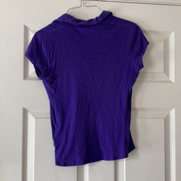 New York and company XS deep purple button up button front collared shirt blouse - Picture 3 of 17